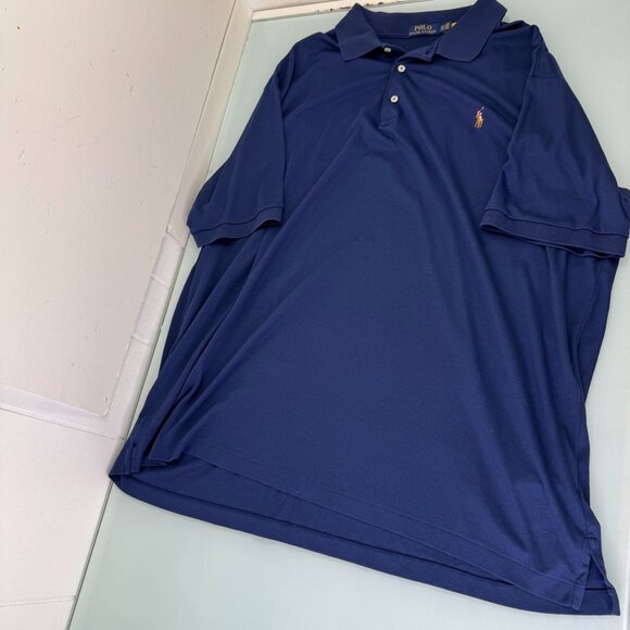 Polo Ralph Lauren Shirt Mens 3XB XXXL Big Navy Blue Classic Flesh Pony Polo Golf - Picture 1 of 7